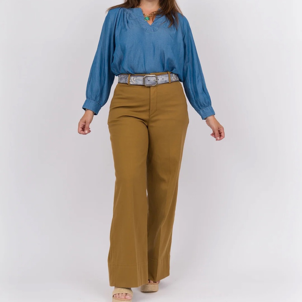 Spanx Stretch Twill Wide Leg Flax Large